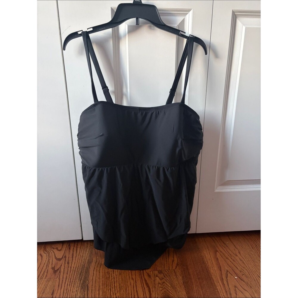 Swim by Cacique Black Tankini Top Size 22